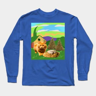 cat loves eating spaghetti Long Sleeve T-Shirt